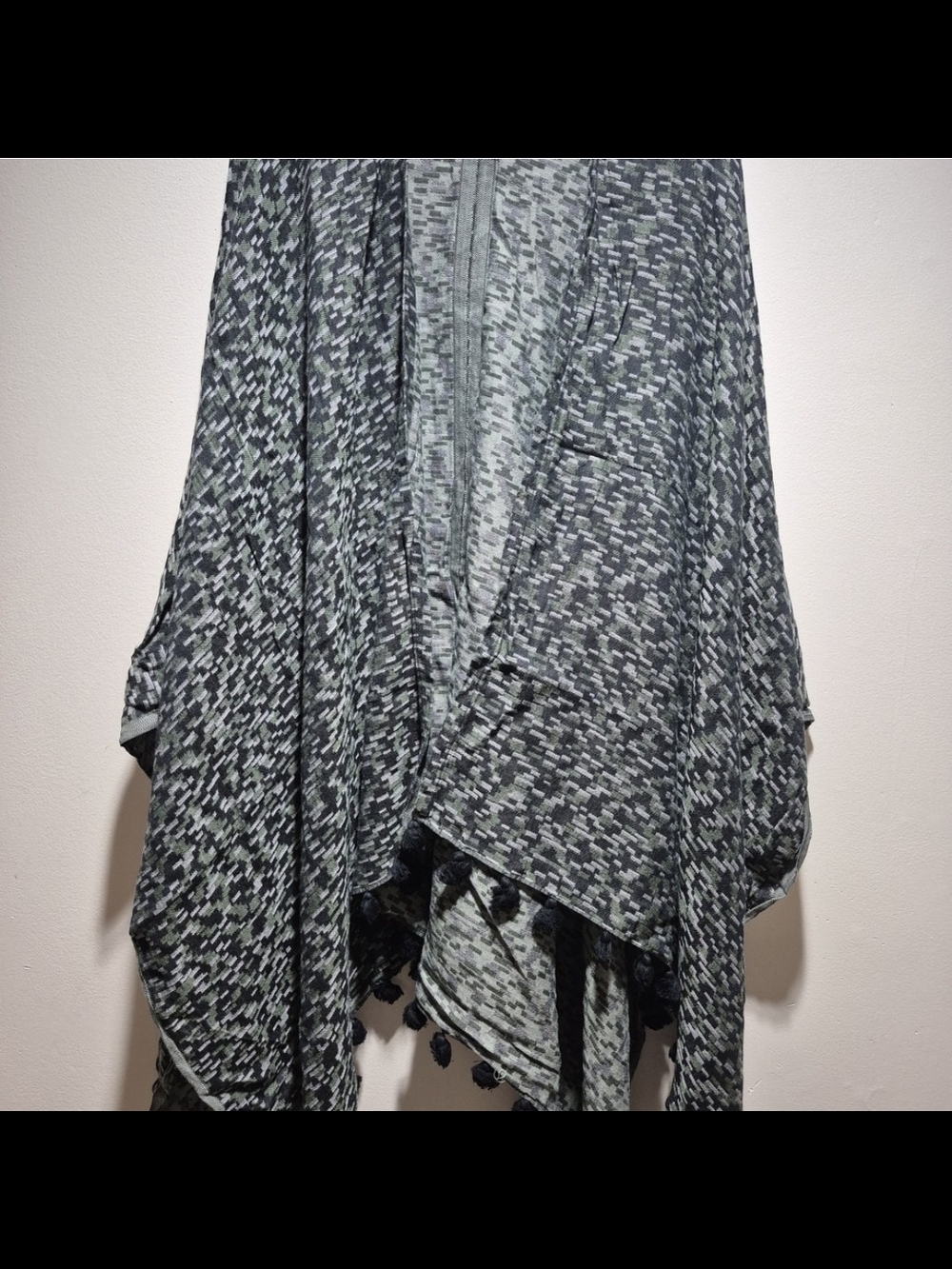 lululemon athletica Gray-Green Open Front Poncho with Tassel Trim